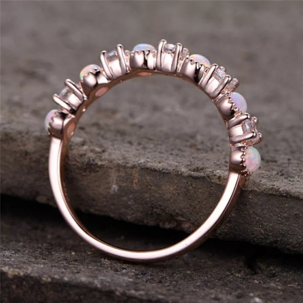 Rose Gold Opal Fire Stone Ring - Picture 4 of 5